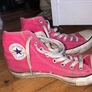 Hot pink high top converse